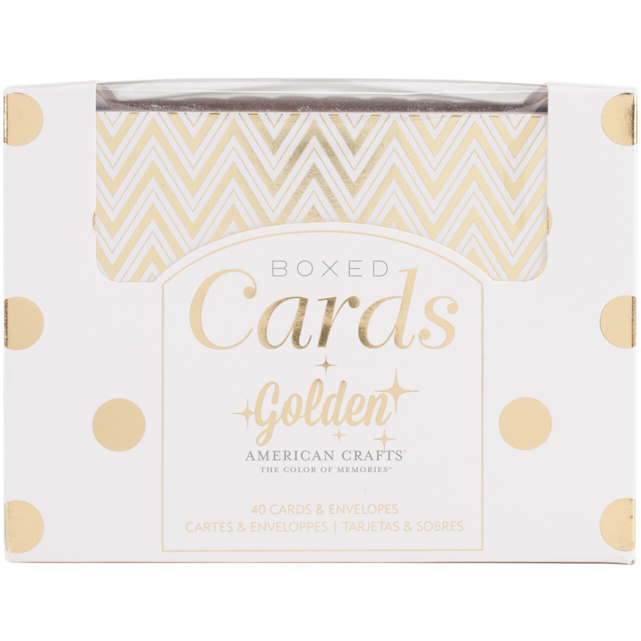 Boxed Cards - A2 (4.375"X5.75") 40 Cards & Envelopes-American Crafts - Golden - Gold Foil